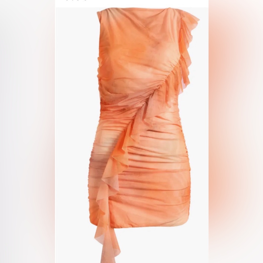 Mistress Rocks Ruffle Side Drape Mesh Minidress StretchSize Large Tall